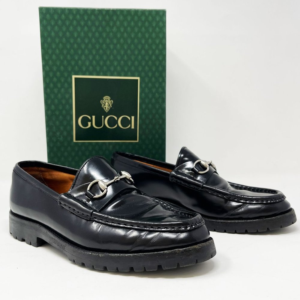 GUCCI Brushed Leather Horsebit Loafer Genegum Soles